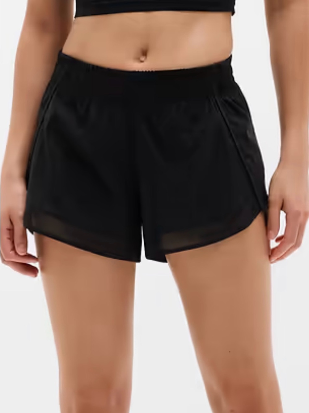 Athleta Black Mesh-Trim Athletic Shorts